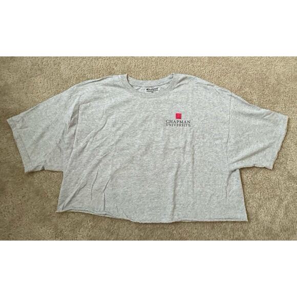 Champion Chapman University Crop Raw Hem Gray Graphic Adult XXL T-Shirt XXLarge - Picture 2 of 5